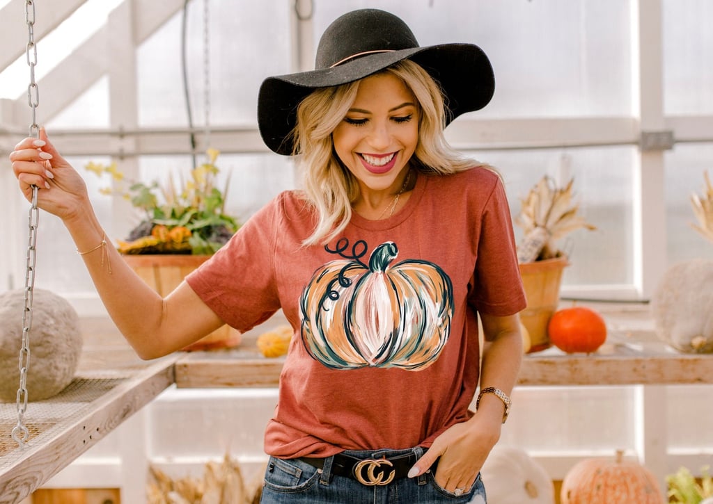 For the Pumpkin Patch: Women's Graphic Pumpkin Shirt