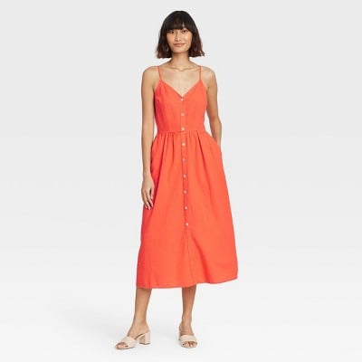 Sleeveless Button-Front Dress 