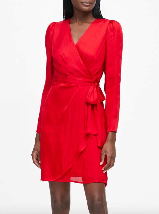 Puff-Sleeve Wrap Dress