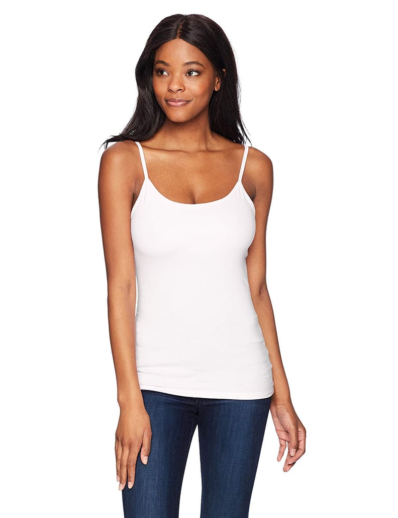 Hanes Stretch Cotton Cami With Built-In Shelf Bra