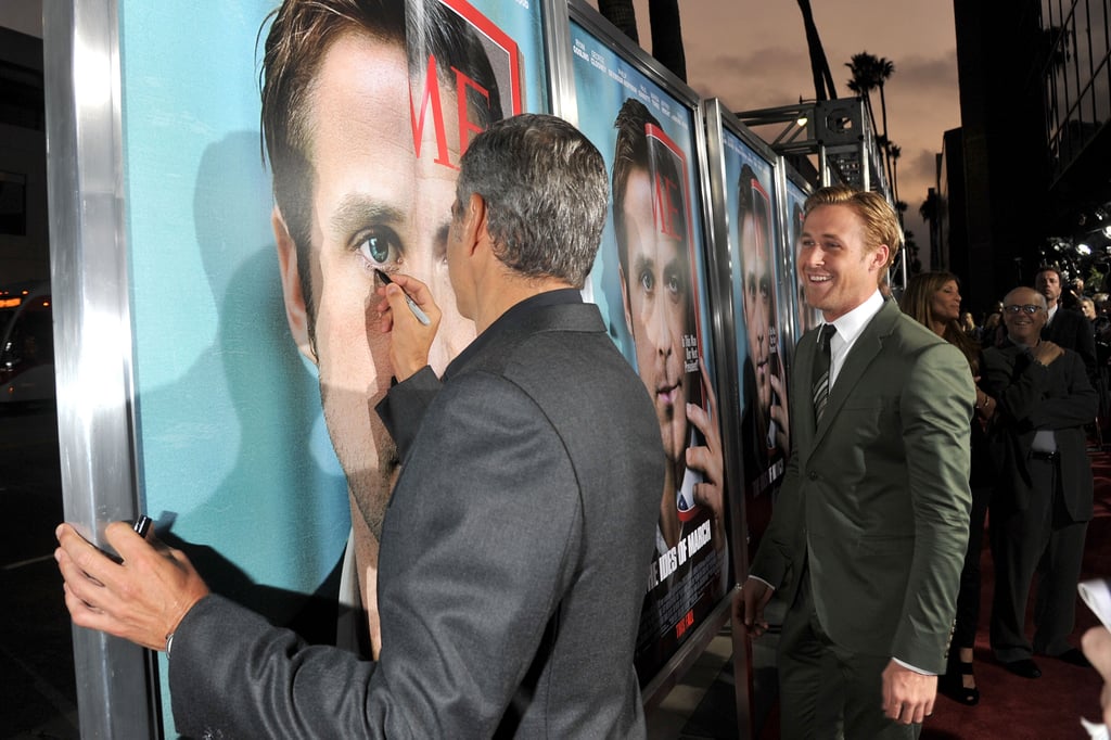 George Clooney Doodling on Ryan Gosling's Face