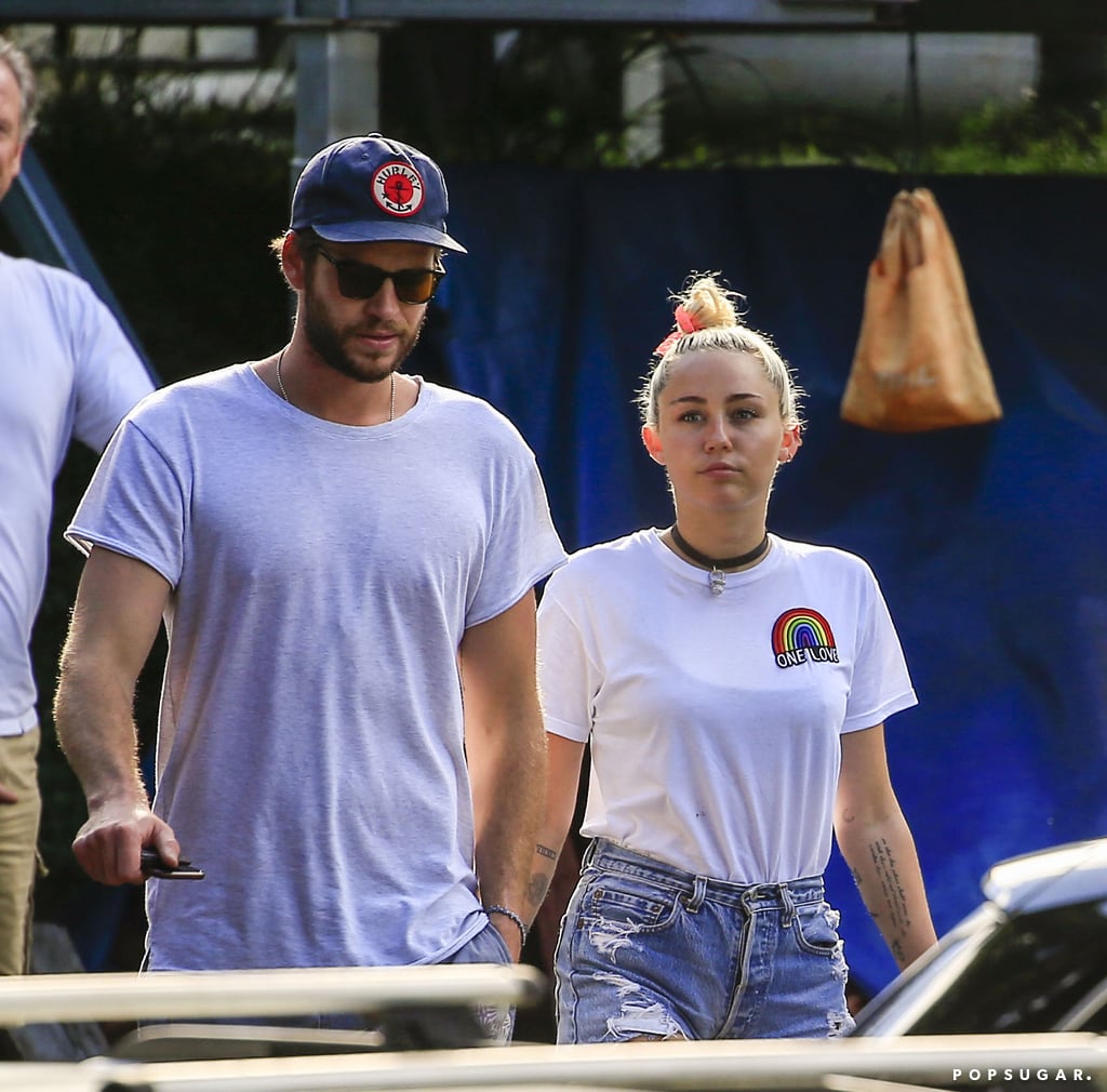 Miley Cyrus and Liam Hemsworth Having Lunch in Australia