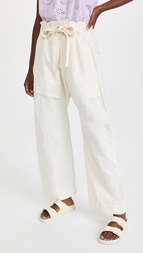 White Linen Pants: Free People Sky Rider Straight Leg Pants