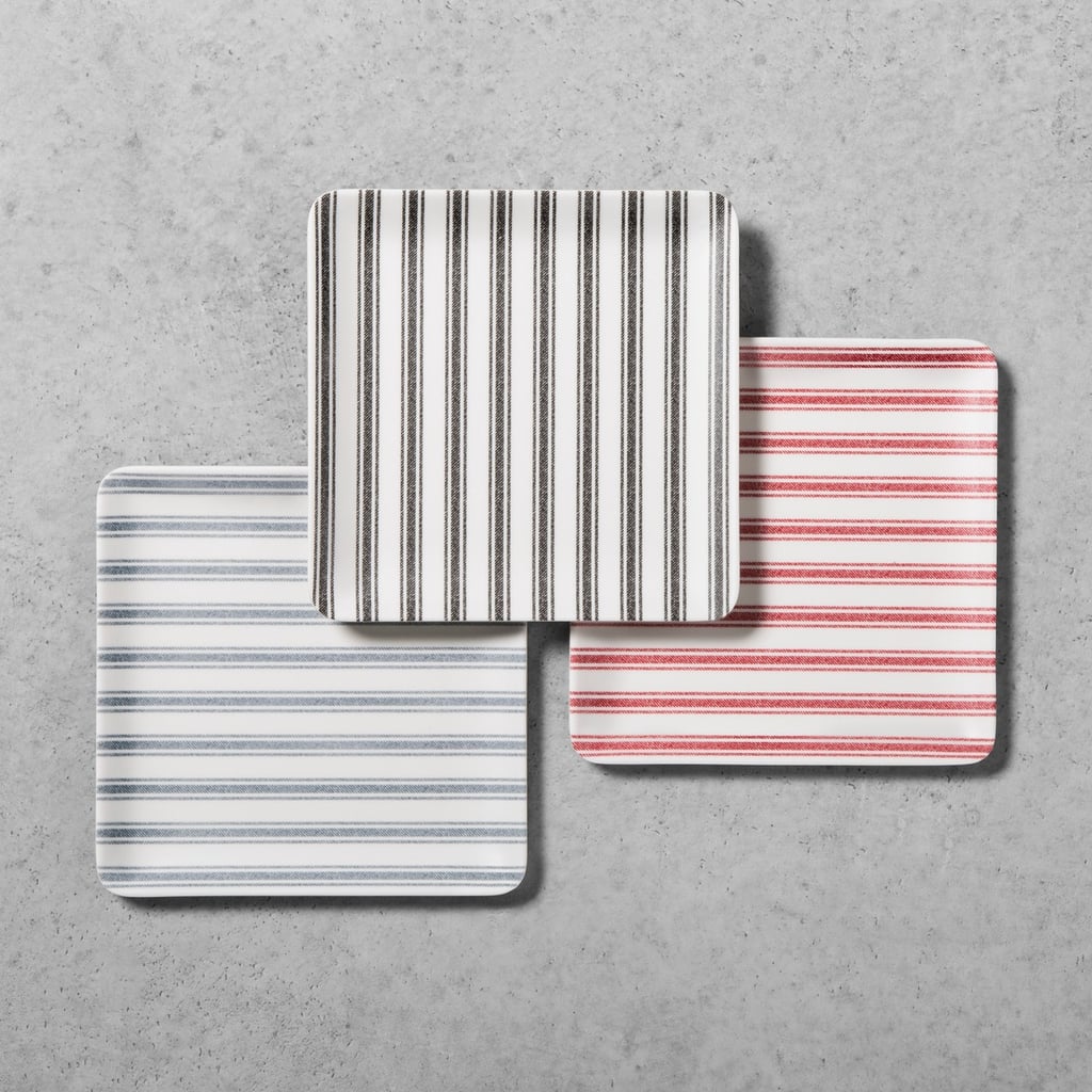 This Square Melamine Appetizer Plate Set ($6) is the perfect size for enjoying pre-dinner snacks.