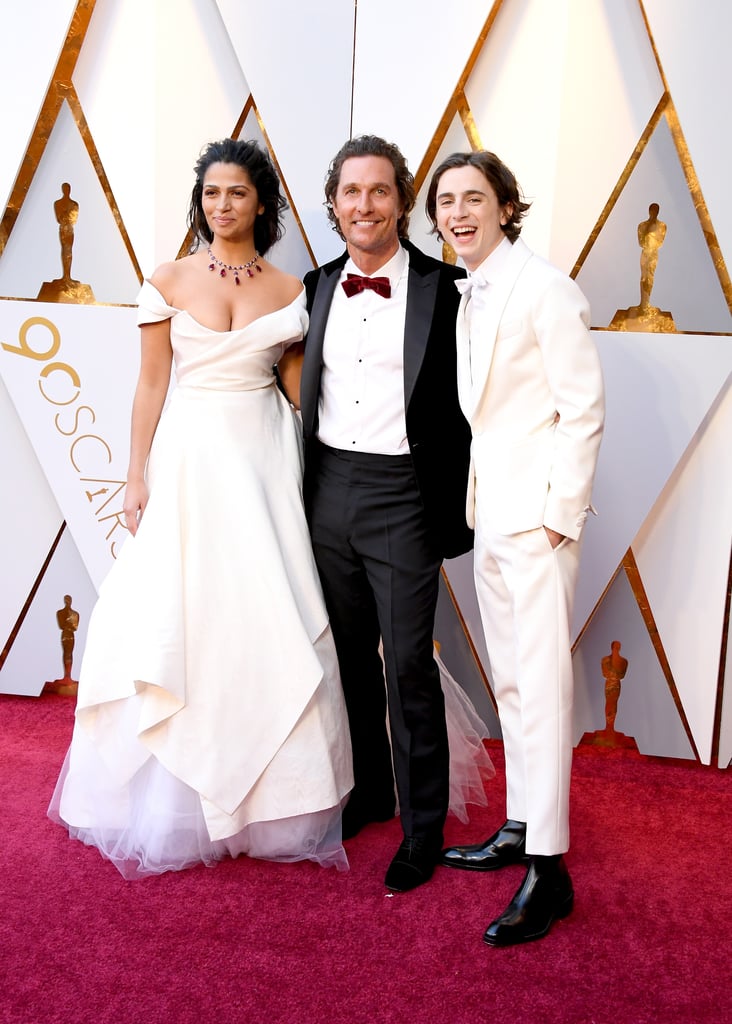 Pictured: Camila Alves, Matthew McConaughey, and Timothee Chalamet