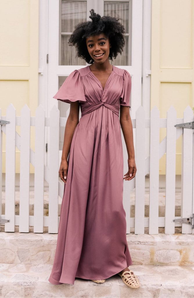 Gal Meets Glam Collection Genevieve Empire Waist Pleated Maxi Dress