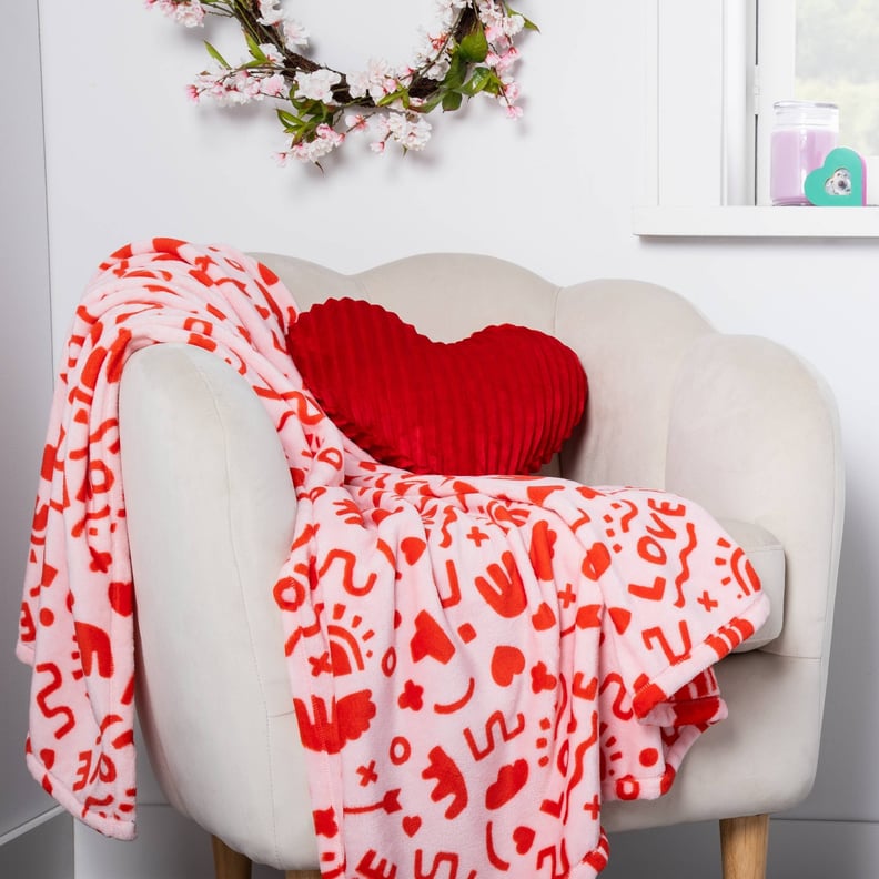 A Cozy Throw Blanket: Spritz Love Abstract Printed Plush Valentine's Day Throw Blanket Blush