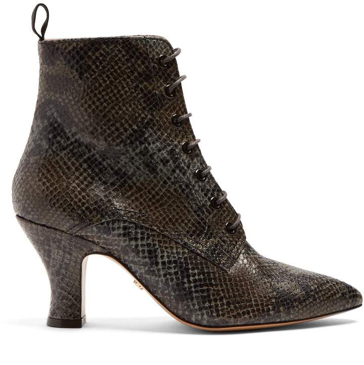 Alexa Chung Victorian Snakeskin-Effect Leather Lace-Up Boots