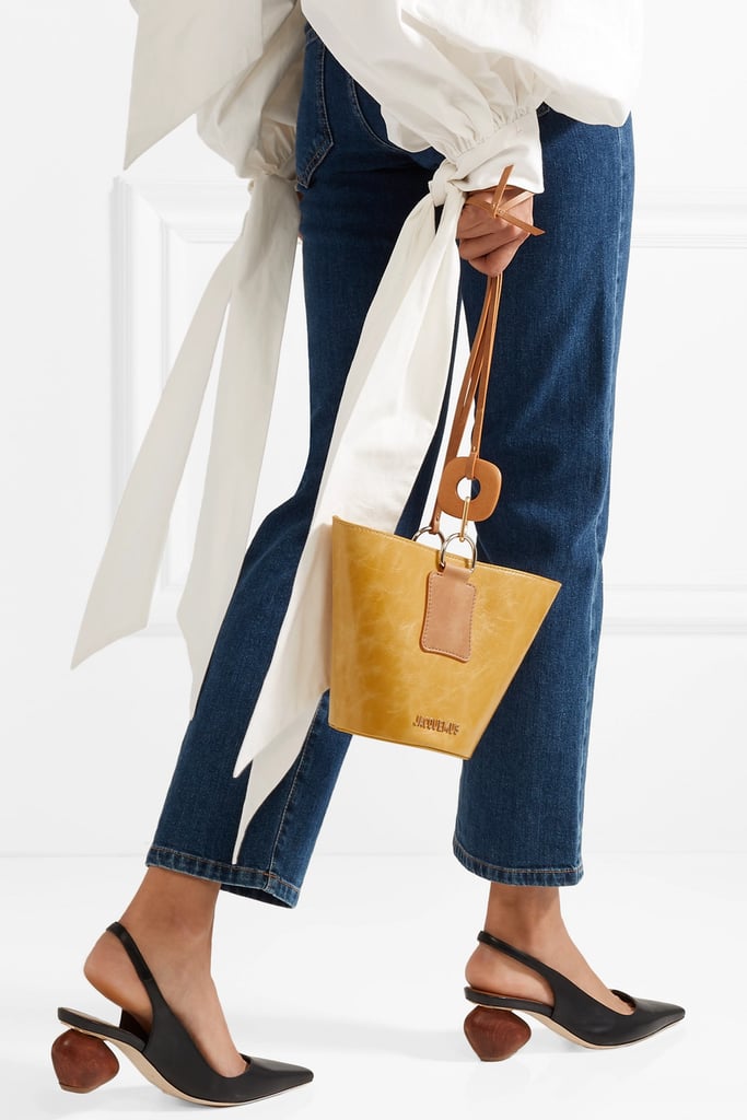 Jacquemus Praia Embellished Two-Tone Glossed-Leather Bucket Bag