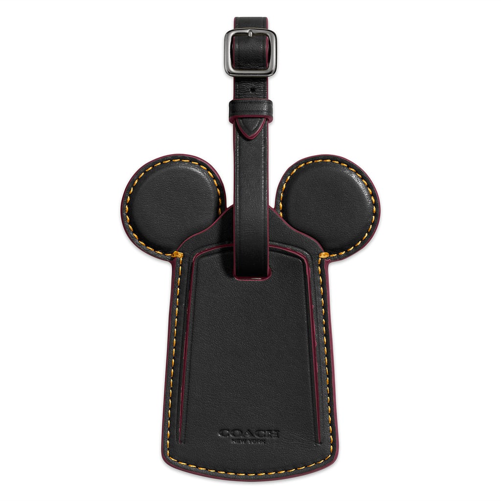 Mickey Mouse Ears Leather Luggage Tag by Coach — Black ($60)