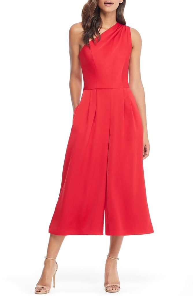 Gal Meets Glam Collection Carmen One-Shoulder Crepe Jumpsuit