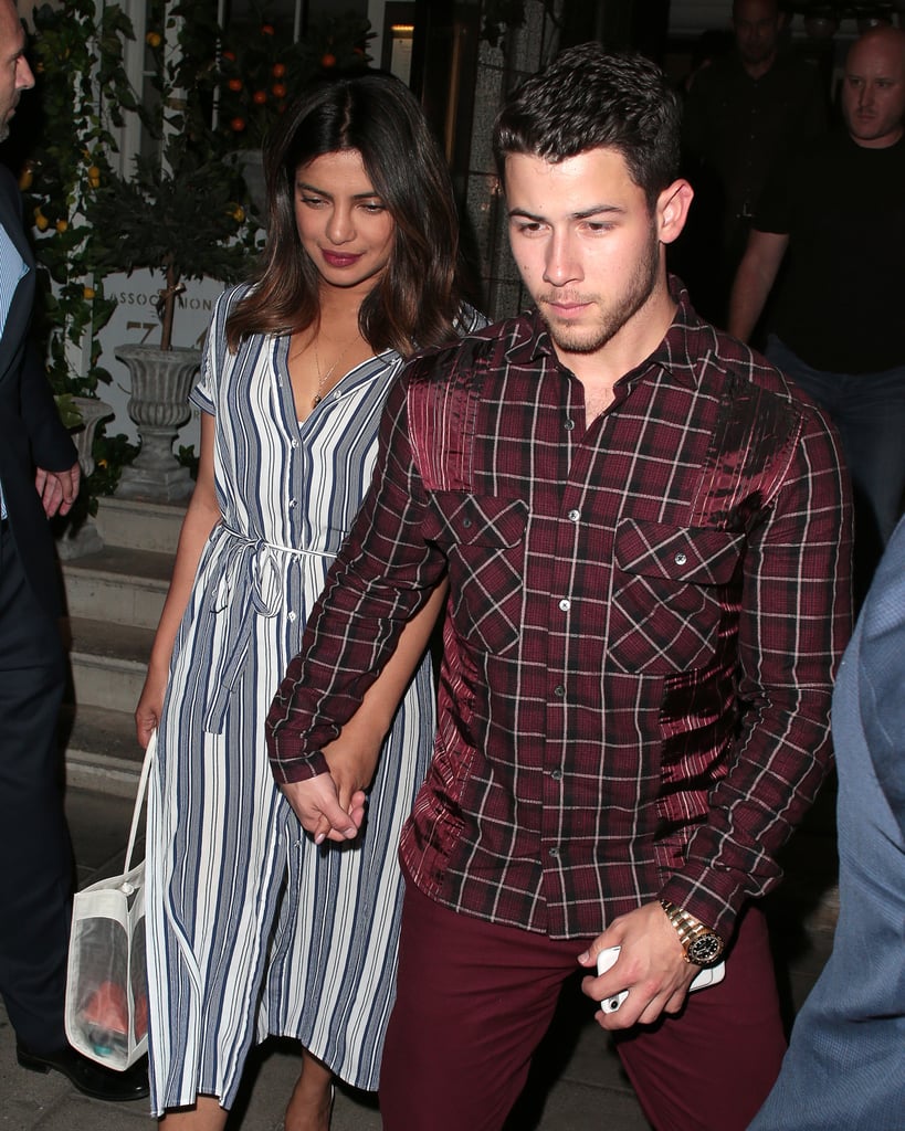 Priyanka Chopra Striped Dress With Nick Jonas