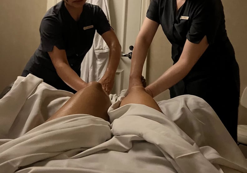 During the synchronized massage treatment