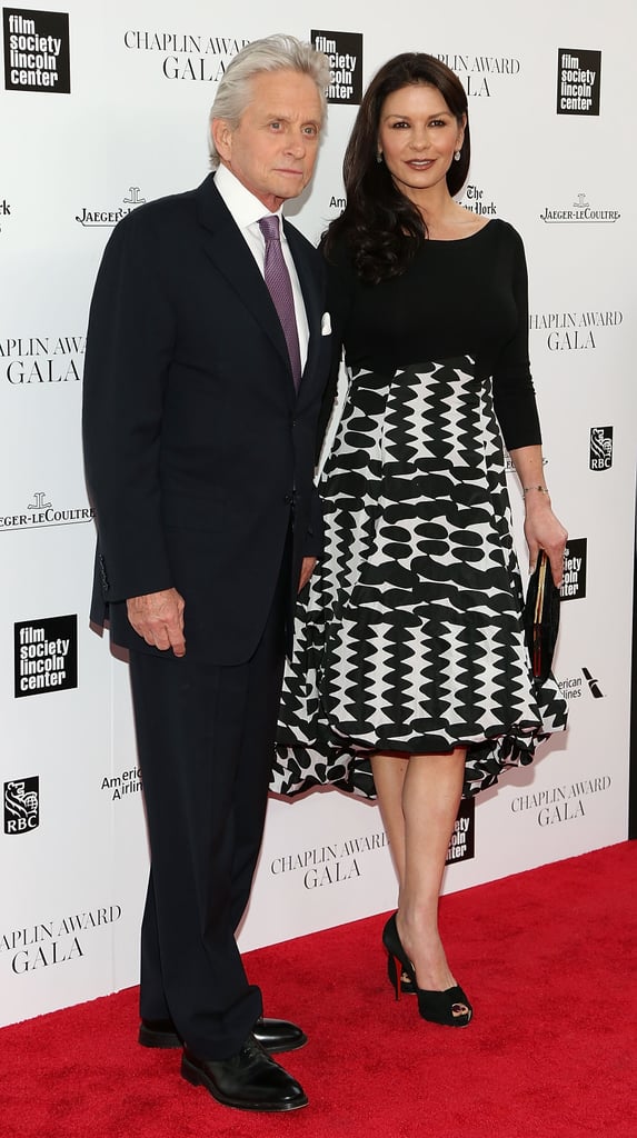 Michael Douglas and Catherine Zeta-Jones held hands on the red carpet at Monday night's Chaplin Award gala in NYC.