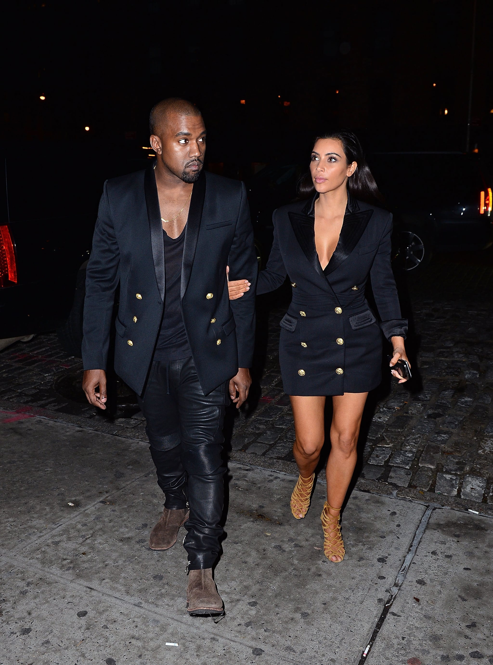 Kanye West and Kim Kardashian Sported Their Balmain Blazers | North Gets 3 Custom-Made Balmain Blazers, Because of Course | POPSUGAR Fashion Photo