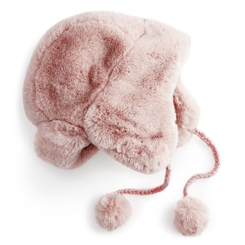 pink faux fur trapper hat