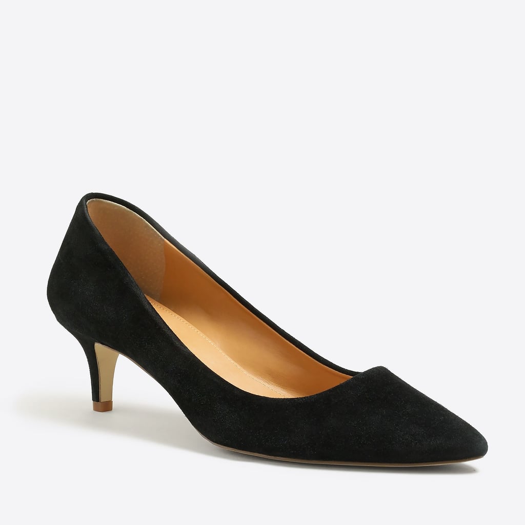 J.Crew Esme Suede Kitten Heels | Angelina Jolie Wearing Black Kitten ...