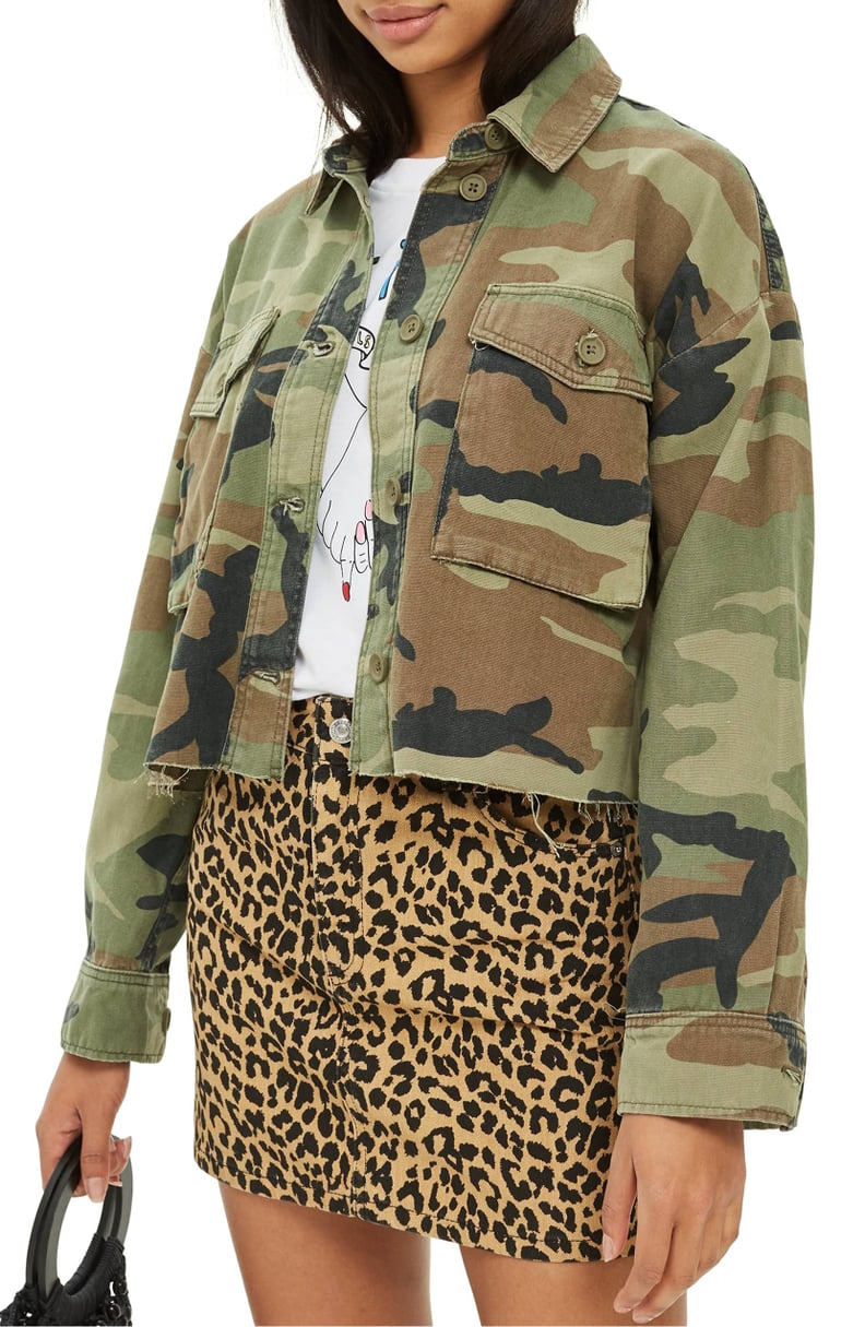 Topshop Benny Camouflage Crop Shirt Jacket