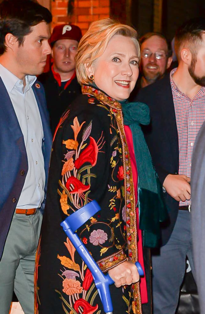 Hillary Clinton Wearing Embroidered Floral Coat