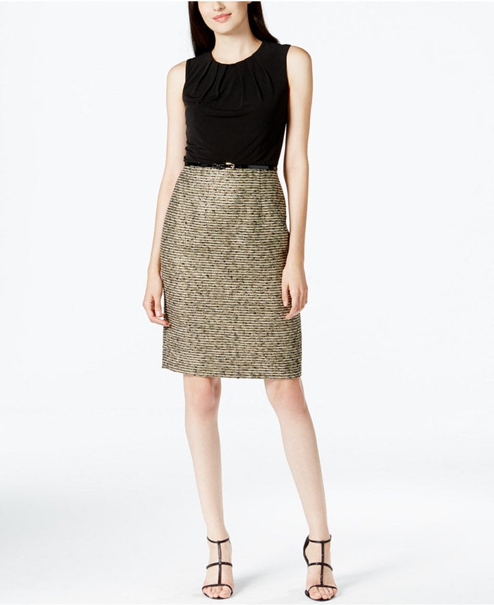 Kasper Pleat-Neck Tweed-Skirt Sheath Dress ($89)