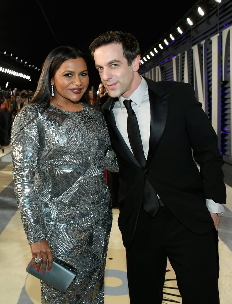 BEVERLY HILLS, CA - FEBRUARY 24:  Mindy Kaling (L) and B. J. Novak attend the 2019 Vanity Fair Oscar Party hosted by Radhika Jones at Wallis Annenberg Center for the Performing Arts on February 24, 2019 in Beverly Hills, California.  (Photo by Mike Coppol