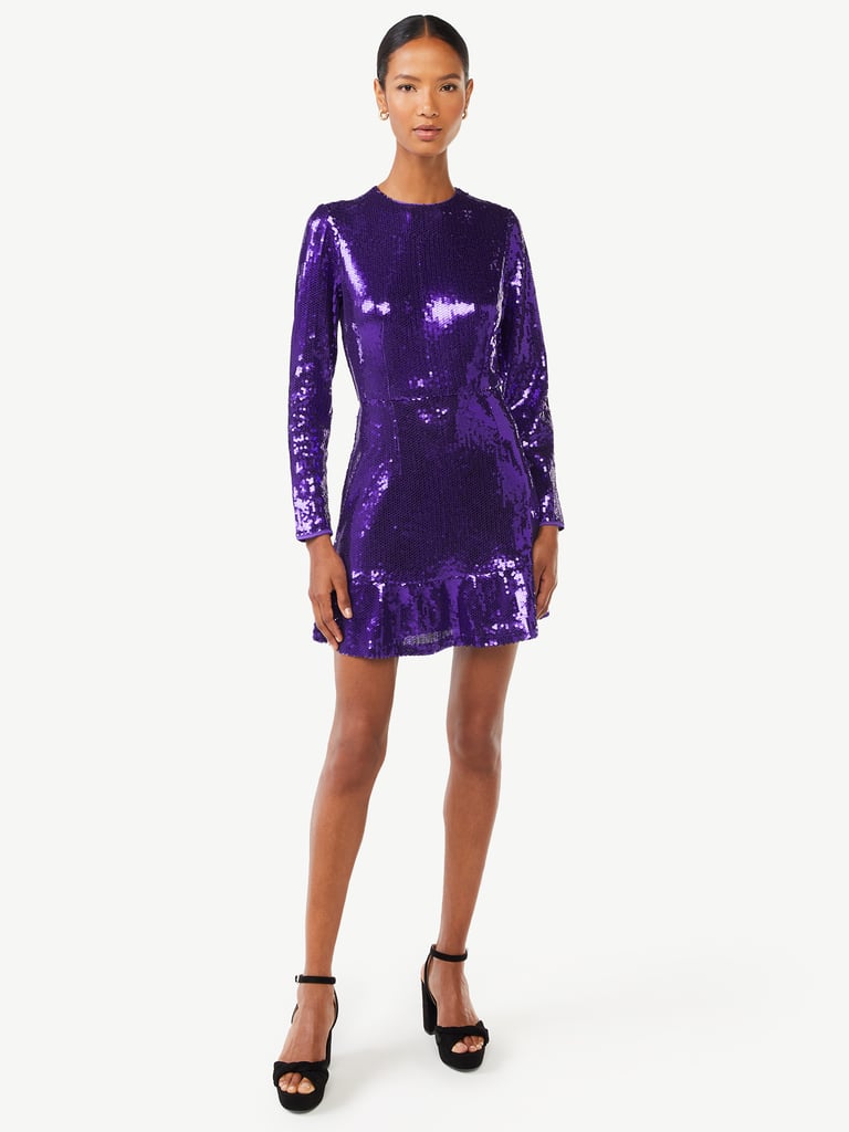 Scoop Women's Sequin Mini Dress with Ruffled Hem