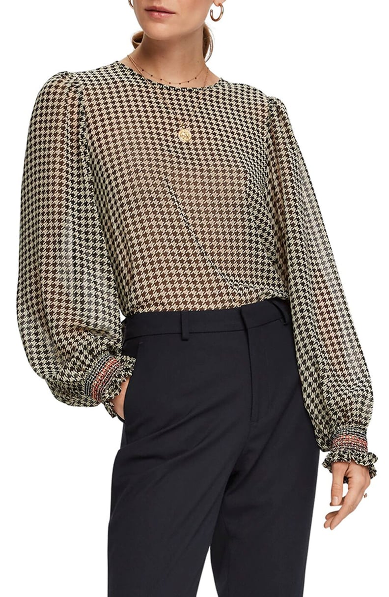 Scotch & Soda Houndstooth Balloon Sleeve Top