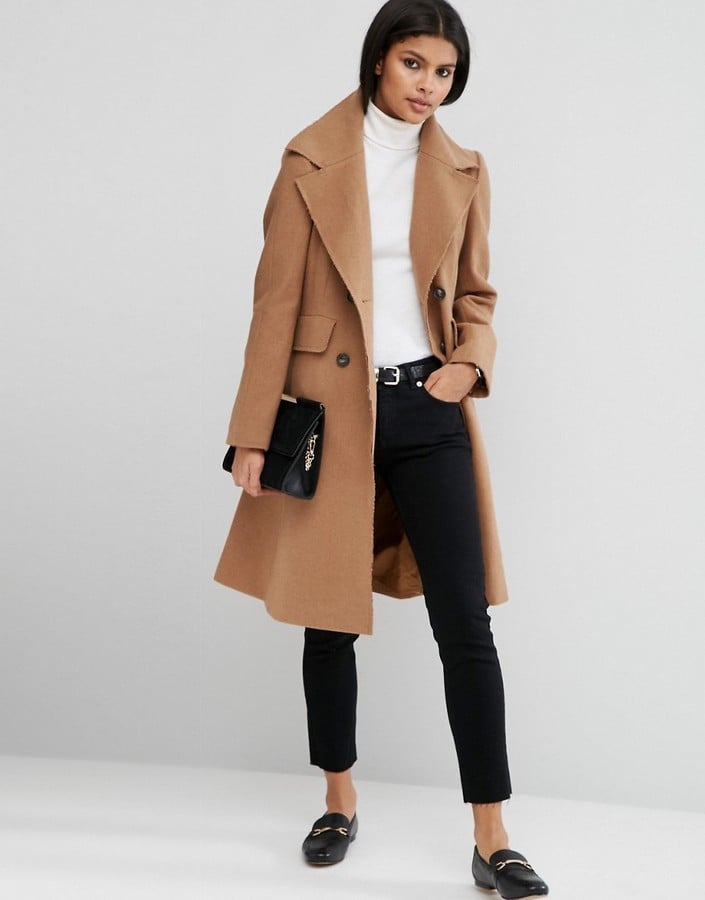 ASOS Wool Blend Skater Coat With Raw Edges