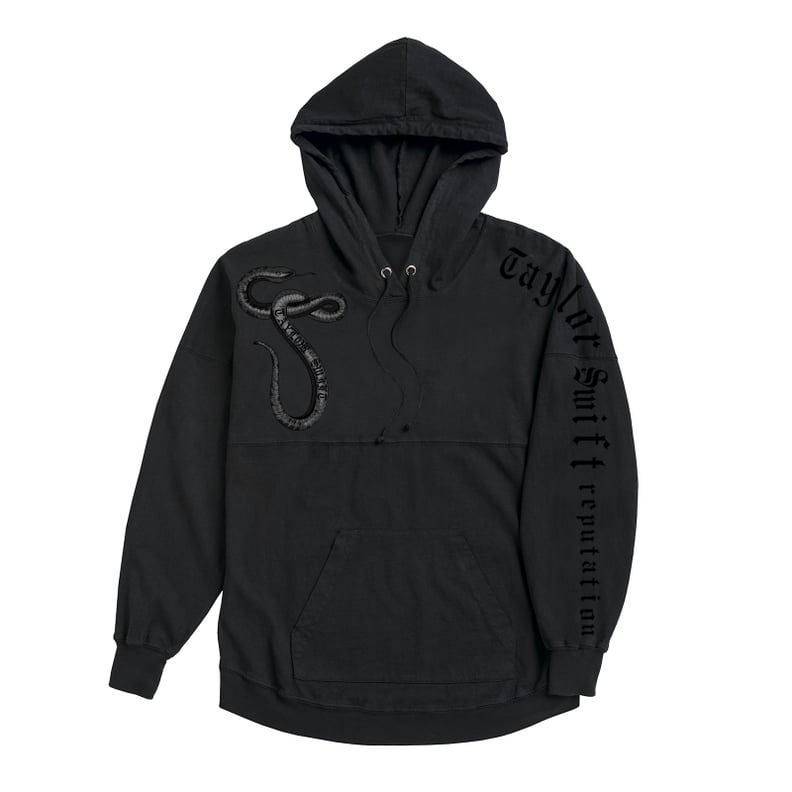 Black Hooded Pullover With Snake Design