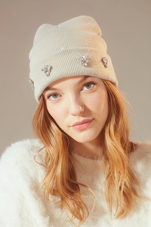 Urban Outfitters Embellished Double Knit Essential Beanie Best