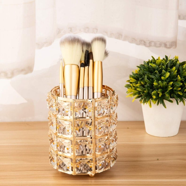 Crystal Makeup Brush Holder (silver)