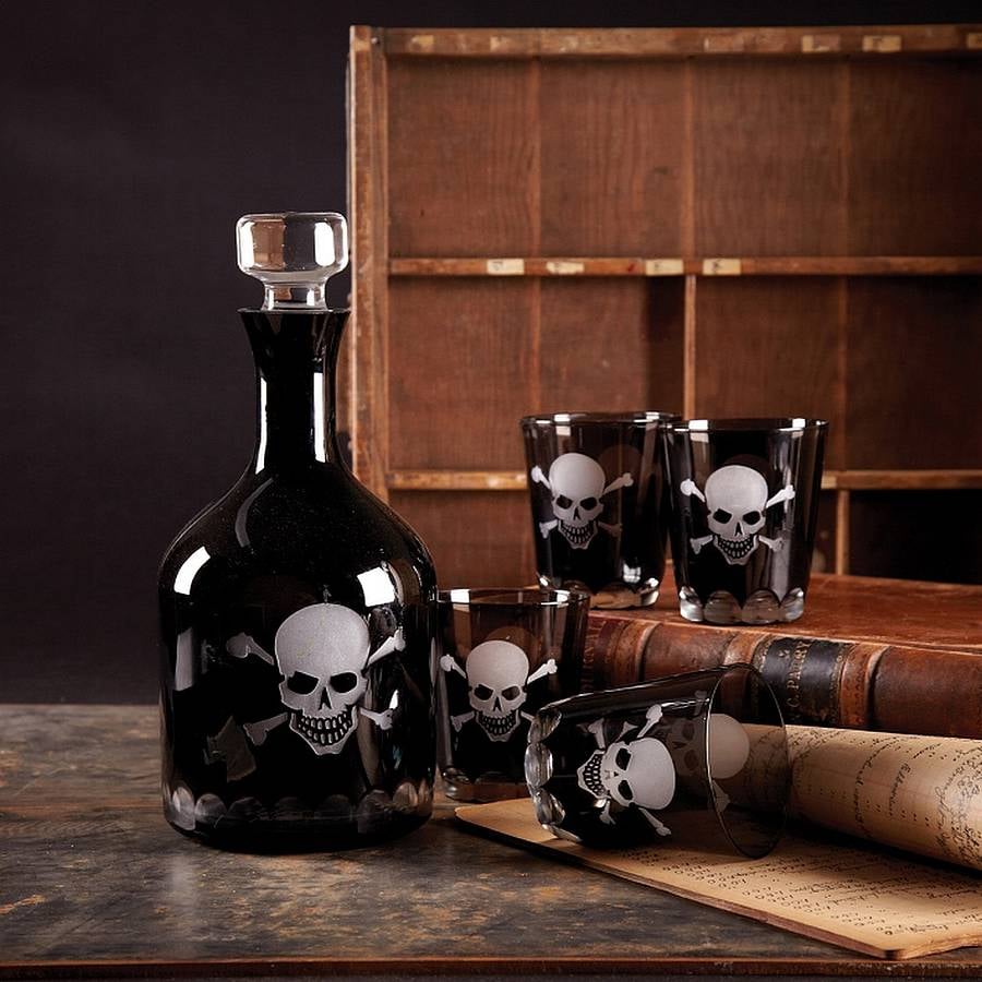 Ella James Skull Crossbones Glass Decanter