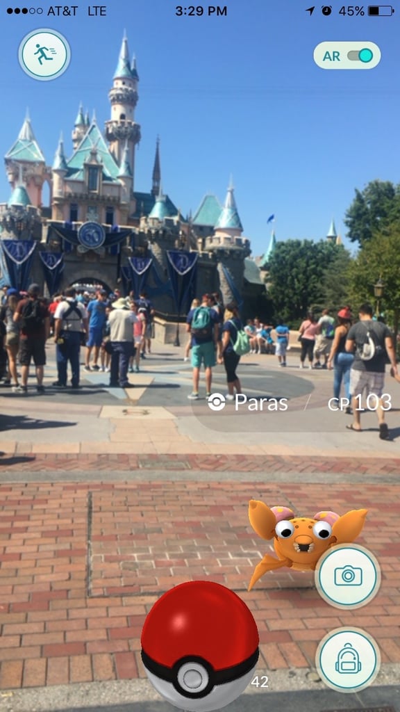 Paras posing in front of Cinderella's castle.