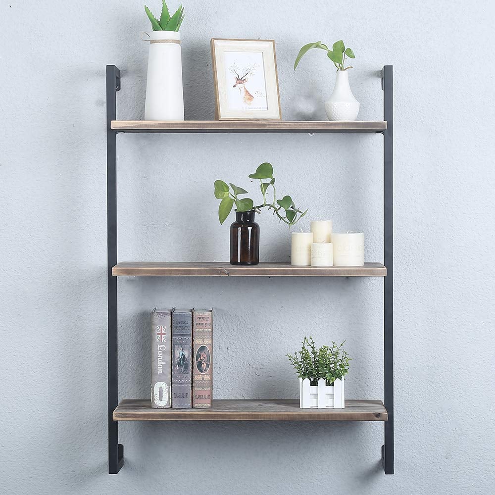 A Rustic Shelf: Industrial Metal and Wood Wall Shelf Unit