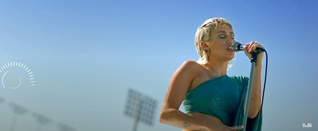 Miley Cyrus's Teal Alexandre Vauthier Dress For Global Goal