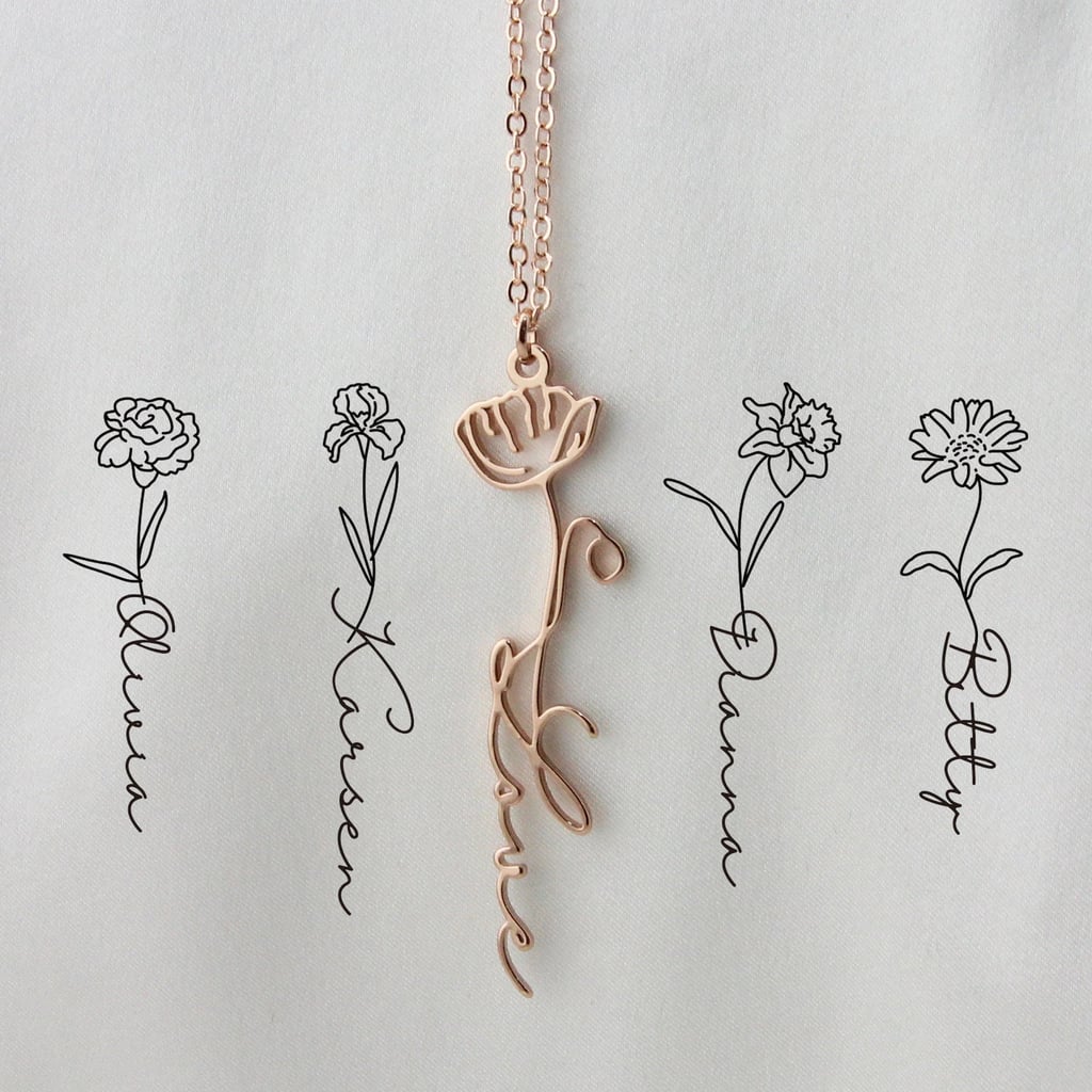 A Stunning Dainty Necklace: Custom Name Necklace With Birth Flower