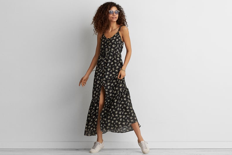 American Eagle Outfitters Ruffle Tie-Back Maxi Dress