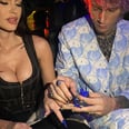 Megan Fox Wears a Plunging Corset While MGK Paints Her Nails Blue
