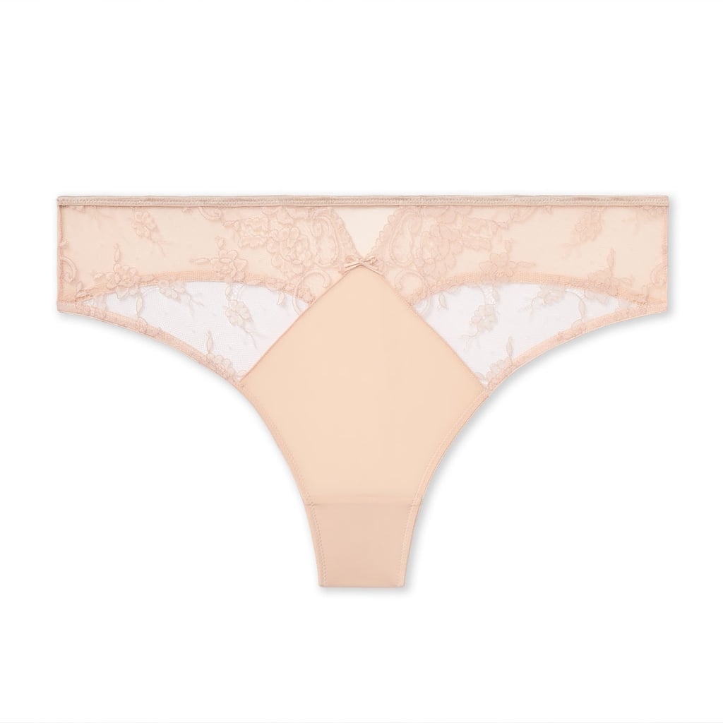Microfibre Thong With Lace in Rose Dust