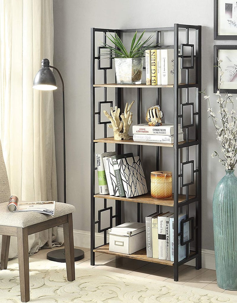 Vintage Brown Finish Black Metal Wall Bookshelf Best Cheap