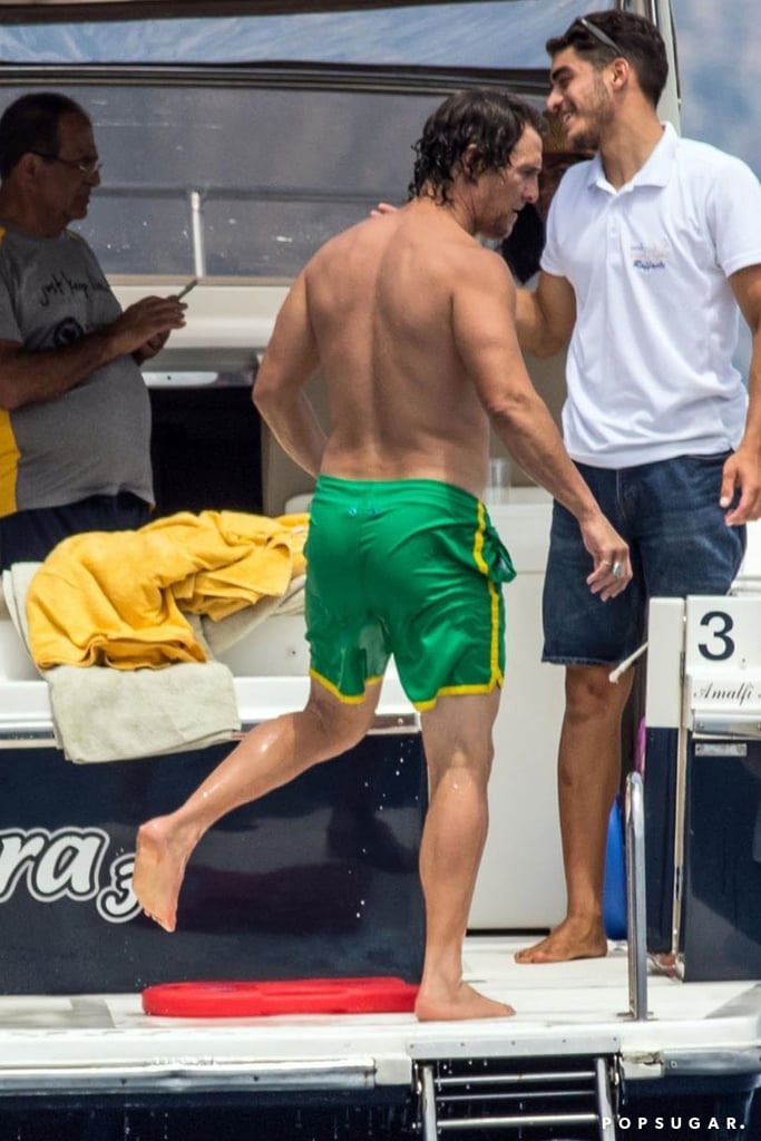 Matthew McConaughey Shirtless on a Boat in Italy June 2018