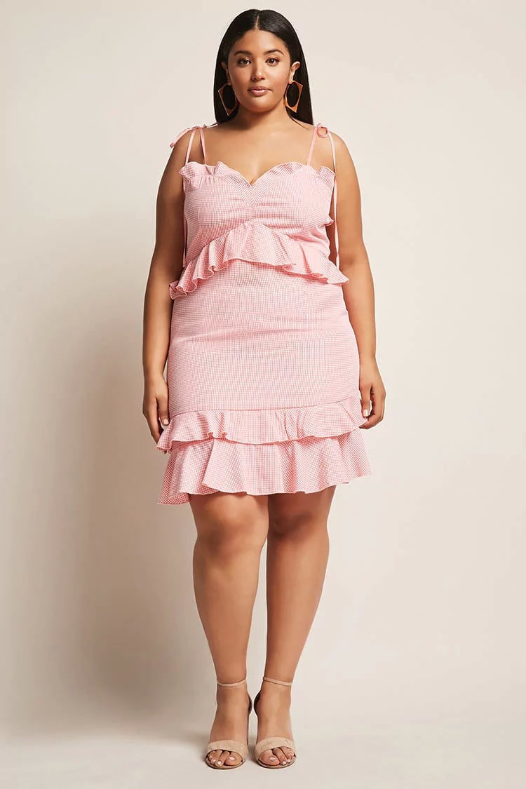 strapless open back dress Life's A Picnic Sweetheart Lace Gingham Mini Dress