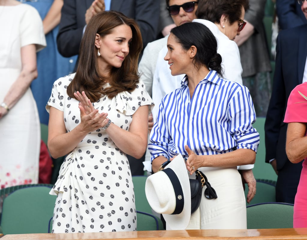 July: Kate bonded with Meghan at the Wimbledon Tennis Championships.