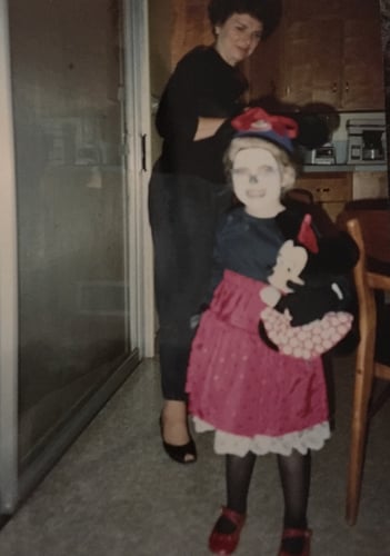 Author dressed as Minnie Mouse