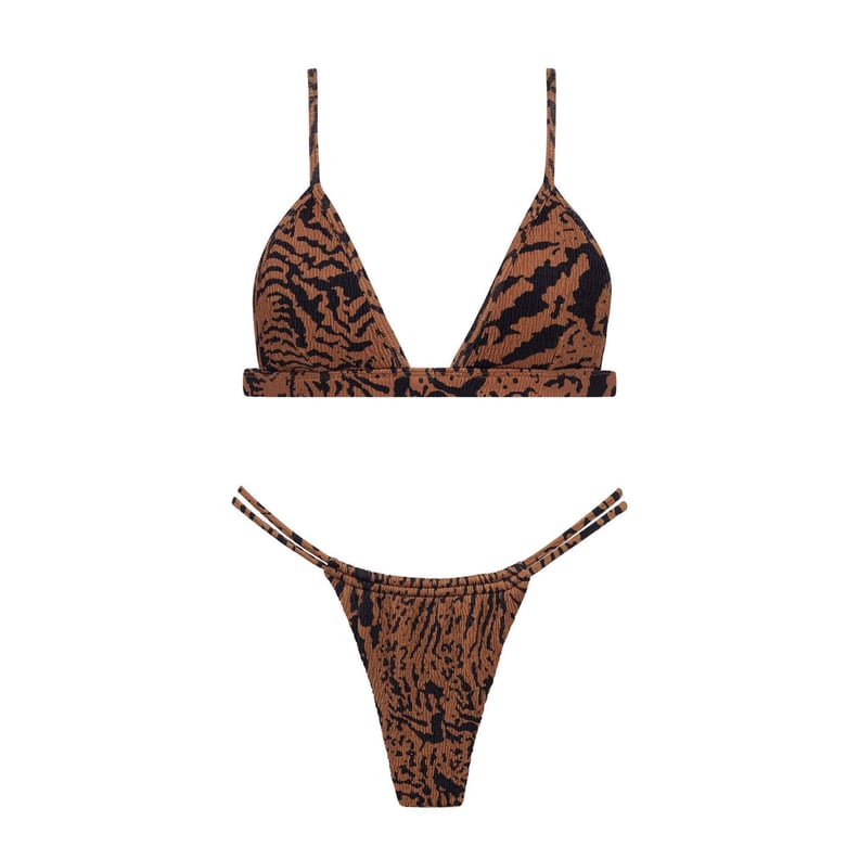 Montce Tigre Micro Scrunch Hunter Triangle Bikini Top and Montce Tigre Micro Scrunch Brasil Bottom