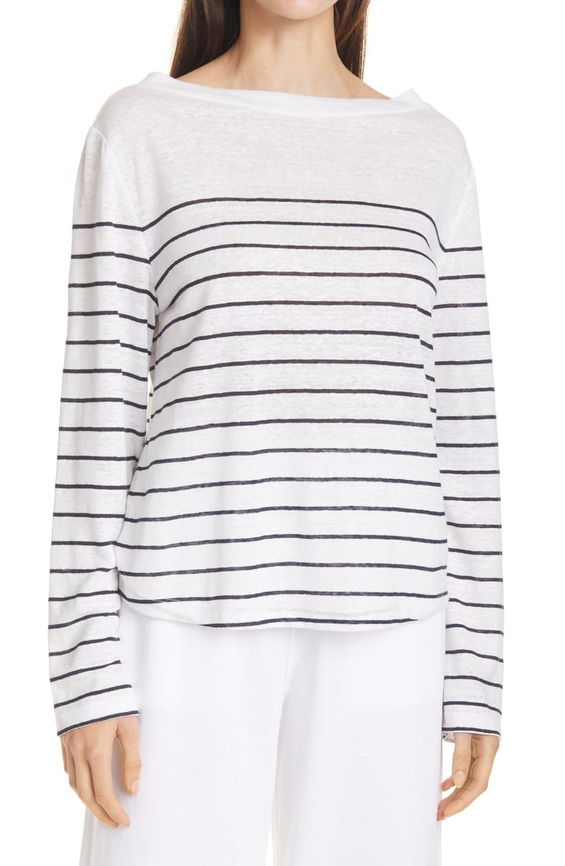 Vince Camuto Breton Stripe Long Sleeve Boat Neck Top