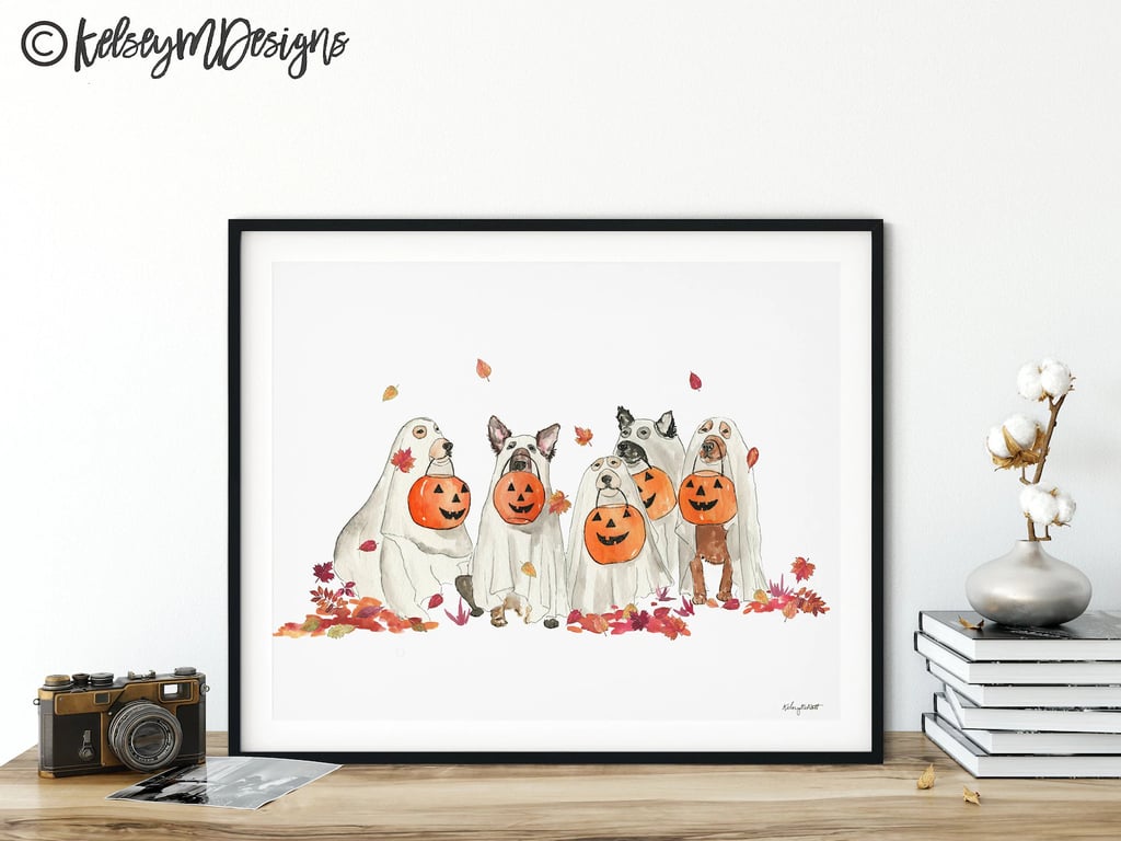 For an Adorable Print: Halloween Ghost Dogs Art