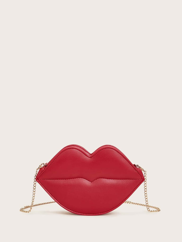 Romwe Lips Design Chain Crossbody Bag