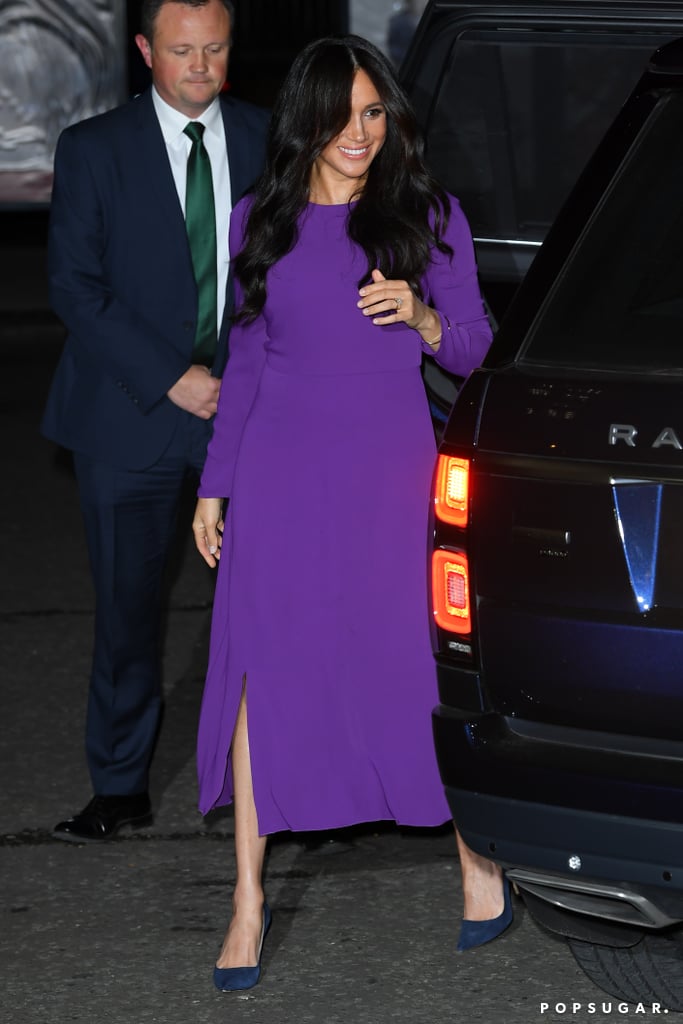 Meghan Markle made a special appearance at the One Young World Summit on Tuesday. Following her whirlwind tour of Southern Africa earlier this month, the Duchess of Sussex attended the opening ceremony for the charity's annual summit at the Royal Albert Hall in London. Rewearing her purple Aritzia dress, Meghan looked stunning as she made her way into the event. Later this week, Meghan will also hold a round-table discussion with various OYW young leaders to "address the issue of gender equity worldwide, and how we can all play our part to reach equality for all."
Long before becoming a member of the royal family, Meghan served as a counsellor at the 2014 One Young World Summit in Dublin, Ireland, and the 2016 One Young World Summit in Ottawa, Canada. During her appearance in 2014, the former actress spoke up about gender inequality as she called out the Suits creator for continuously writing scenes where her character was half-dressed.
According to a friend, "It was very difficult for Meghan to close the chapter on her previous passions, so she's been so excited to be able to join One Young World again this year in London. Inspiring young people is so important to her and she's been able to tie her Vice-Presidency of the Queen's Commonwealth Trust into a really impactful program with One Young World, a charity that has been dear to her heart for more than five years."
See more photos from Meghan's latest appearance ahead. 

    Related:

            
            
                                    
                            

            Meghan Markle Is Just Getting Started — See All the Ways She&apos;s Making Change in 2019
