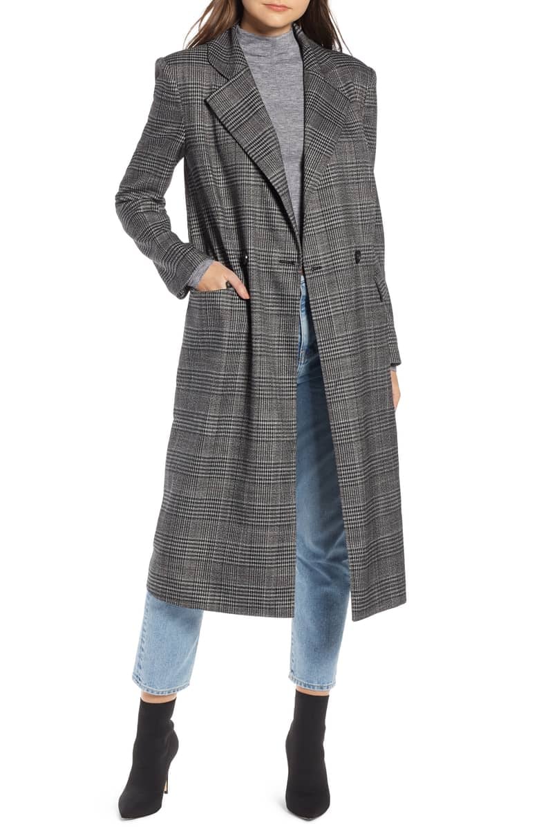 Something navy online plaid coat